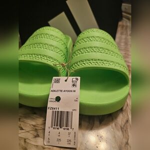 Adidas Adilette Ayoon Slides in Neon Green